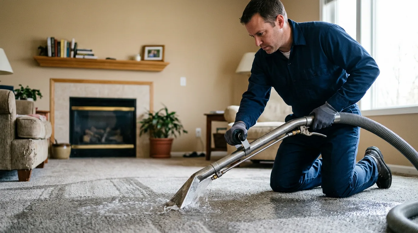Water damage restoration technician working near East Weymouth, MA